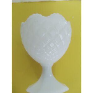 Vintage Napco White Milk Glass Footed Compote  Bowl Vase Planter 5 3/4" Tall